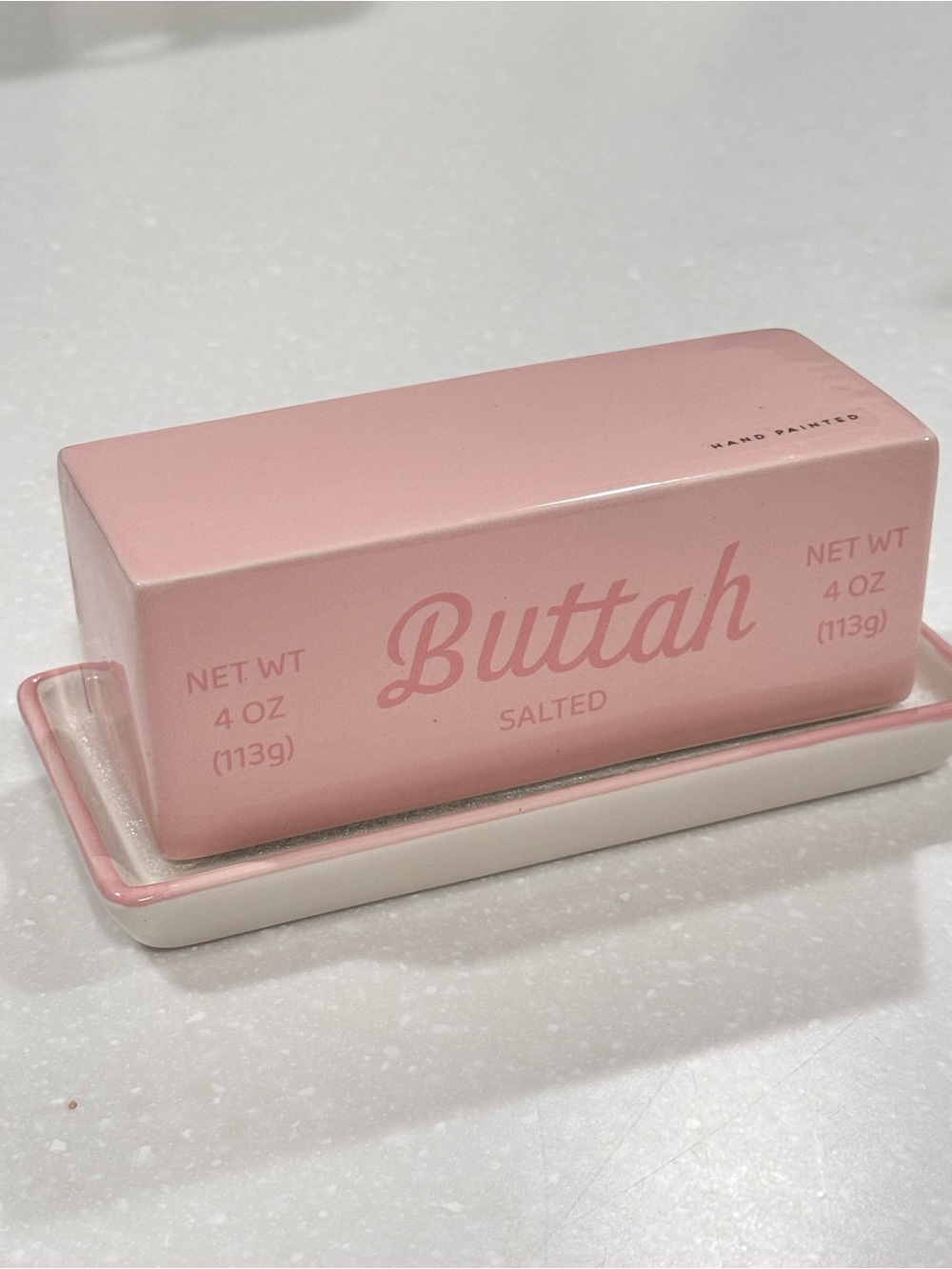Pink butter holder “Buttah”